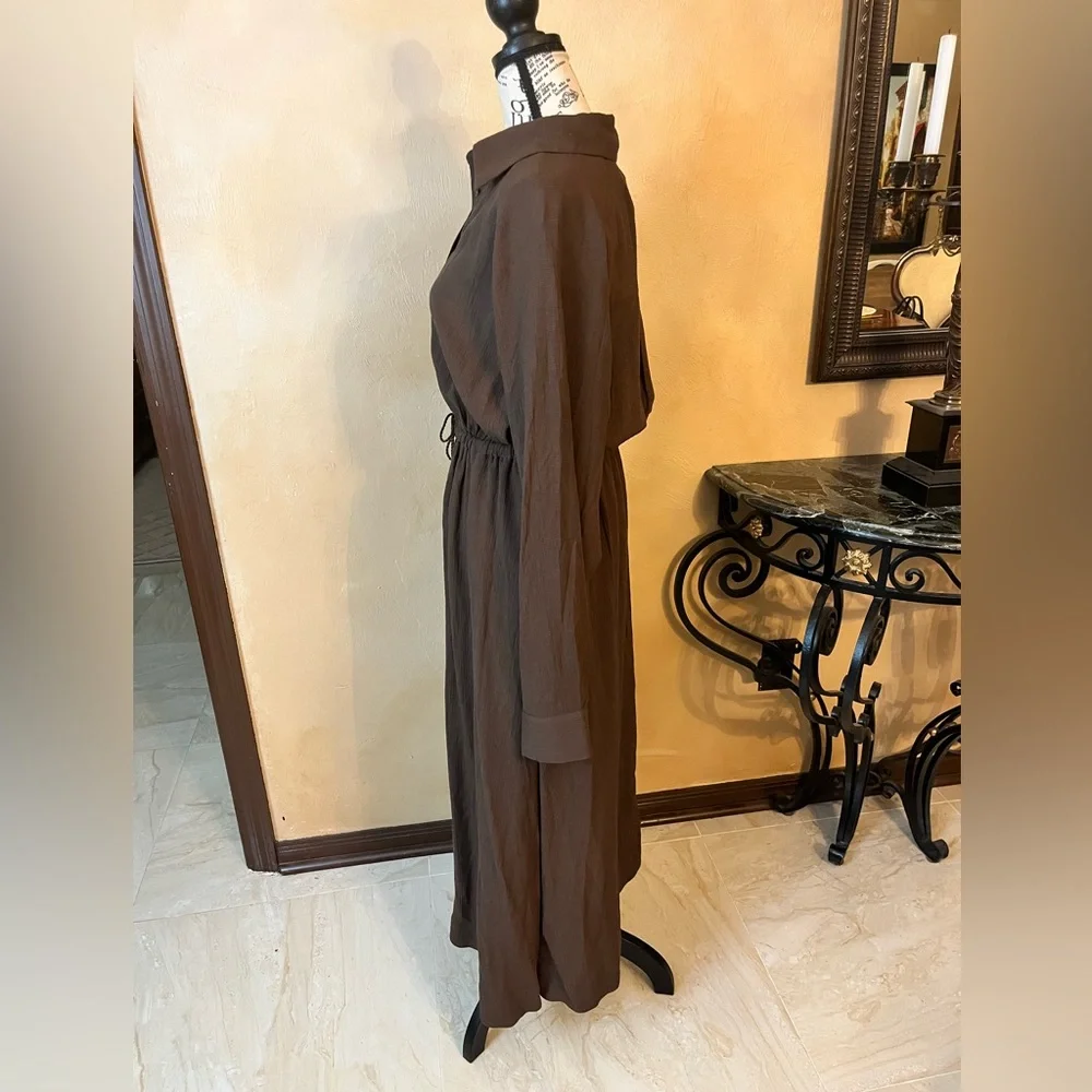 NWT Banana Republic Long Sleeve “Gauze Shirt Dress” (#743525), Espresso, Small - Picture 3 of 12